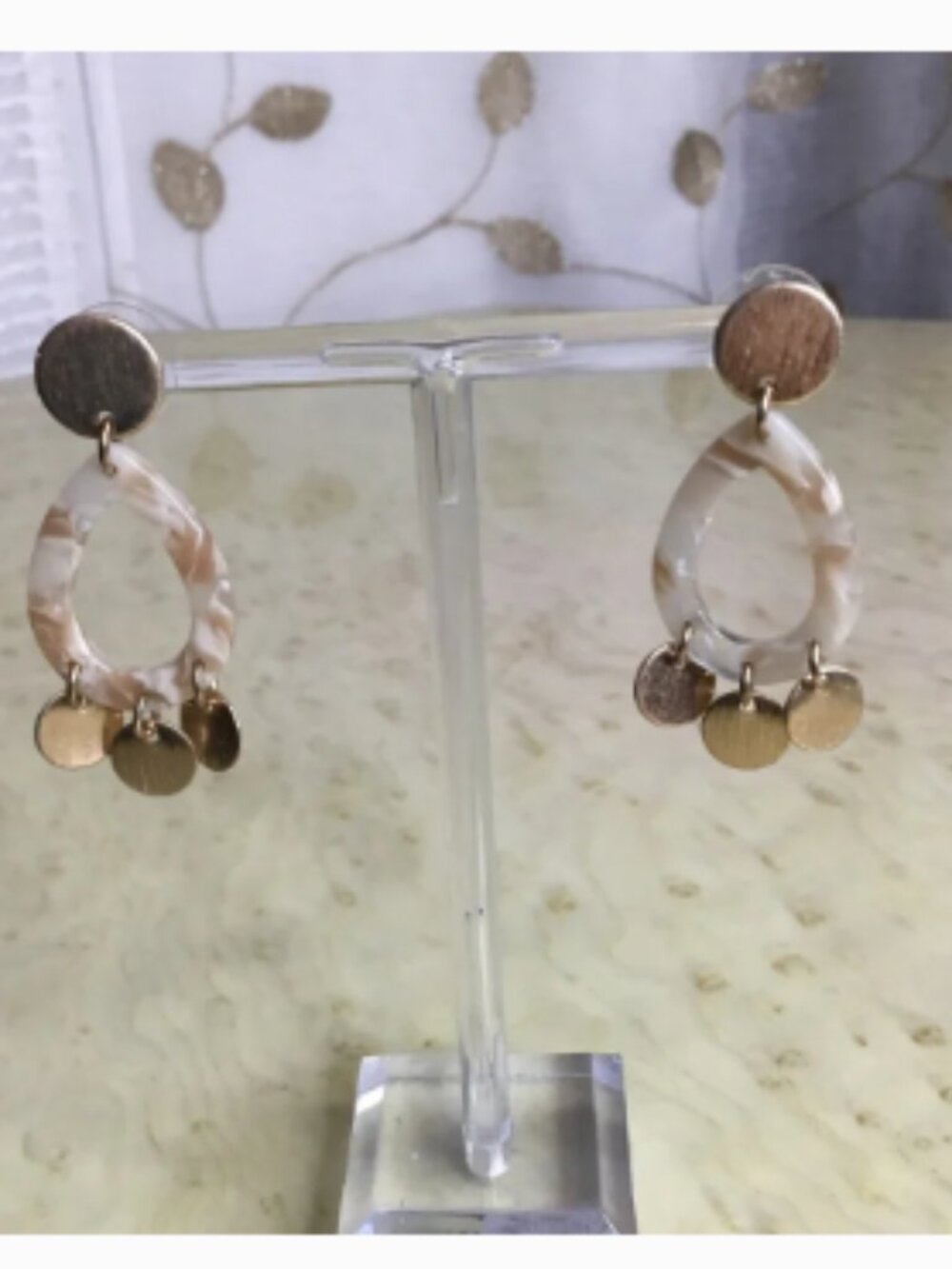 Gold Tone Pierced Dangling Earrings